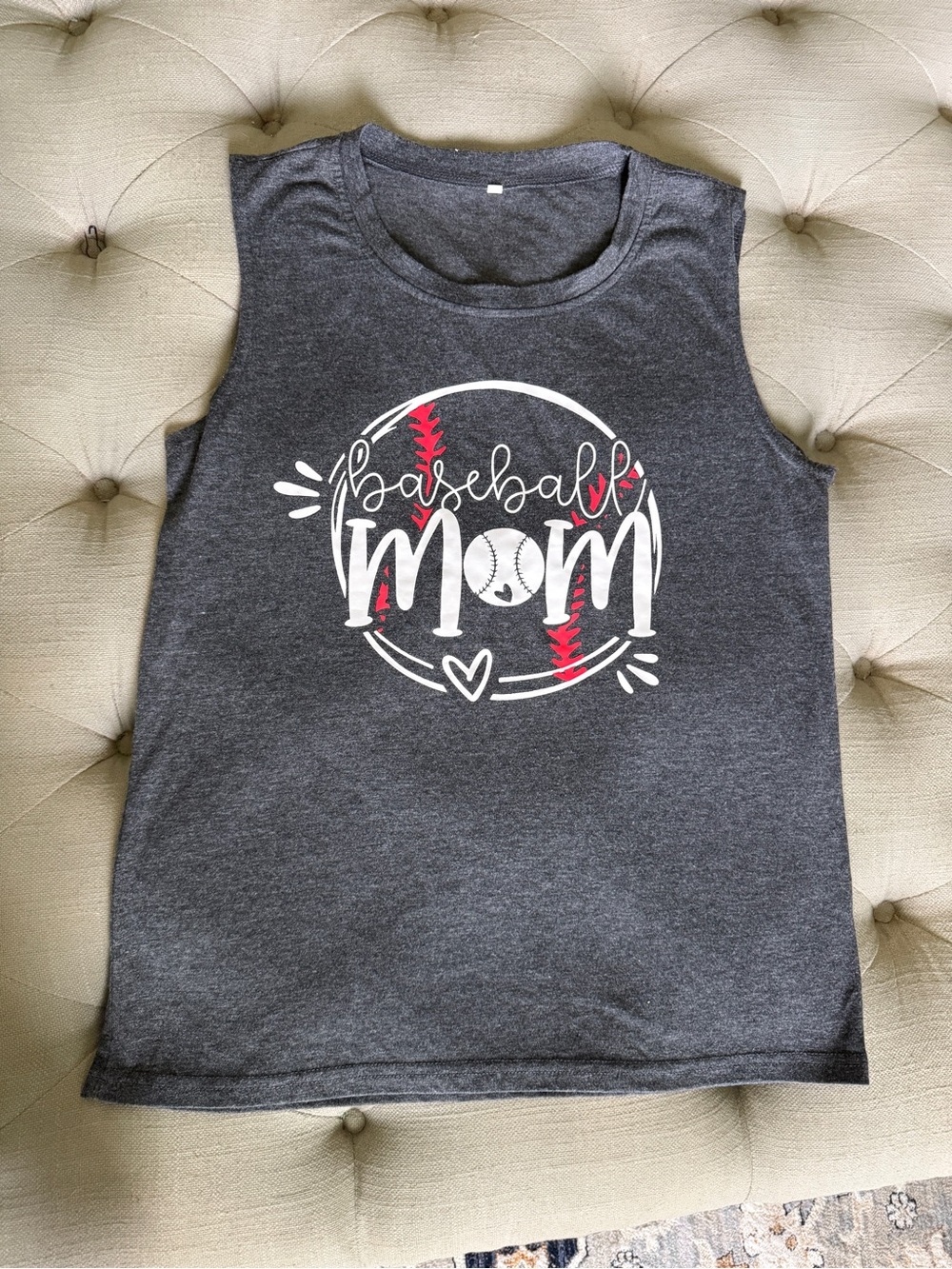 Baseball Mom Muscle Tee - Charcoal